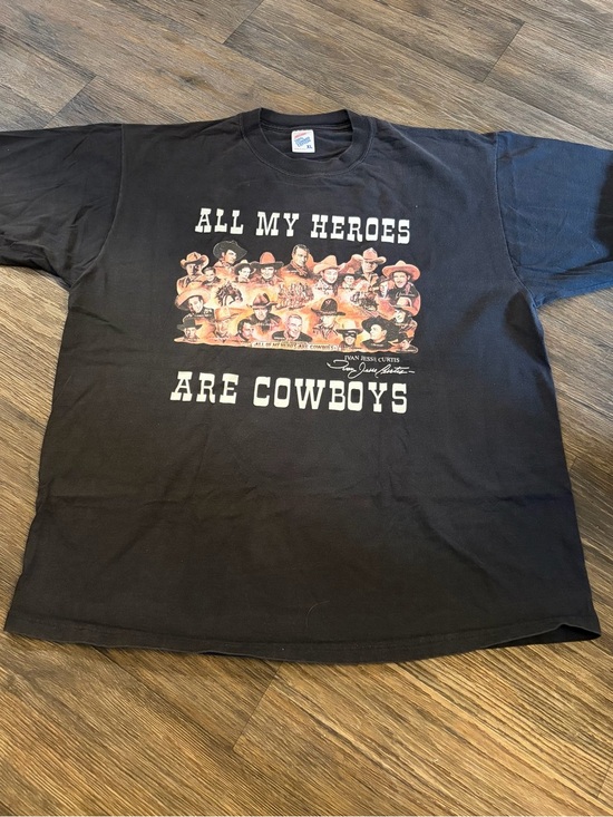 Jerzees Other - Vintage Jerzees Black T-Shirt “All My Hero’s Are Cowboys” Ivan Jesse Curtis XL